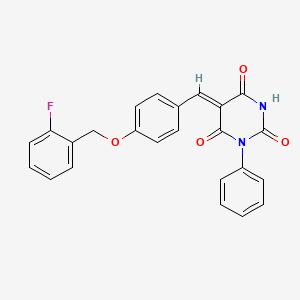 molecular formula C24H17FN2O4 B5120773 5-{4-[(2-fluorobenzyl)oxy]benzylidene}-1-phenyl-2,4,6(1H,3H,5H)-pyrimidinetrione 