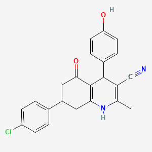 molecular formula C23H19ClN2O2 B5120837 7-(4-chlorophenyl)-4-(4-hydroxyphenyl)-2-methyl-5-oxo-1,4,5,6,7,8-hexahydro-3-quinolinecarbonitrile 