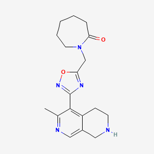 molecular formula C18H23N5O2 B5120842 1-{[3-(3-methyl-5,6,7,8-tetrahydro-2,7-naphthyridin-4-yl)-1,2,4-oxadiazol-5-yl]methyl}-2-azepanone trifluoroacetate 