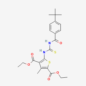 molecular formula C23H28N2O5S2 B5120913 diethyl 5-({[(4-tert-butylbenzoyl)amino]carbonothioyl}amino)-3-methyl-2,4-thiophenedicarboxylate 