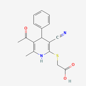 molecular formula C17H16N2O3S B5120933 [(5-acetyl-3-cyano-6-methyl-4-phenyl-1,4-dihydro-2-pyridinyl)thio]acetic acid 