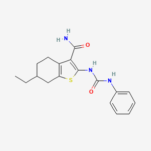 molecular formula C18H21N3O2S B5120947 2-[(anilinocarbonyl)amino]-6-ethyl-4,5,6,7-tetrahydro-1-benzothiophene-3-carboxamide 
