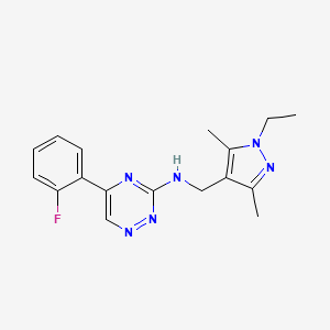 molecular formula C17H19FN6 B5120953 N-[(1-ethyl-3,5-dimethyl-1H-pyrazol-4-yl)methyl]-5-(2-fluorophenyl)-1,2,4-triazin-3-amine 