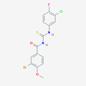 molecular formula C15H11BrClFN2O2S B5121001 3-bromo-N-{[(3-chloro-4-fluorophenyl)amino]carbonothioyl}-4-methoxybenzamide 