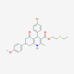 molecular formula C28H30BrNO4S B5121090 2-(ethylthio)ethyl 4-(4-bromophenyl)-7-(4-methoxyphenyl)-2-methyl-5-oxo-1,4,5,6,7,8-hexahydro-3-quinolinecarboxylate 