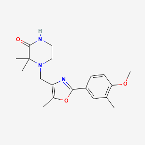 molecular formula C19H25N3O3 B5121222 4-{[2-(4-methoxy-3-methylphenyl)-5-methyl-1,3-oxazol-4-yl]methyl}-3,3-dimethyl-2-piperazinone 
