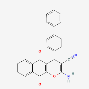 molecular formula C26H16N2O3 B5121236 2-amino-4-(4-biphenylyl)-5,10-dioxo-5,10-dihydro-4H-benzo[g]chromene-3-carbonitrile 