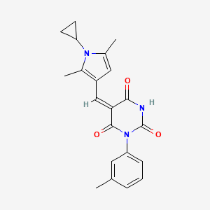 molecular formula C21H21N3O3 B5121317 5-[(1-cyclopropyl-2,5-dimethyl-1H-pyrrol-3-yl)methylene]-1-(3-methylphenyl)-2,4,6(1H,3H,5H)-pyrimidinetrione 