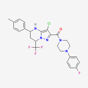 3-chloro-2-{[4-(4-fluorophenyl)-1-piperazinyl]carbonyl}-5-(4-methylphenyl)-7-(trifluoromethyl)-4,5,6,7-tetrahydropyrazolo[1,5-a]pyrimidine