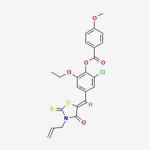 molecular formula C23H20ClNO5S2 B5121426 4-[(3-allyl-4-oxo-2-thioxo-1,3-thiazolidin-5-ylidene)methyl]-2-chloro-6-ethoxyphenyl 4-methoxybenzoate 