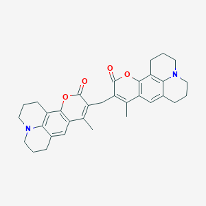 molecular formula C33H34N2O4 B512147 9-methyl-10-[(9-methyl-11-oxo-2,3,6,7-tetrahydro-1H,5H,11H-pyrano[2,3-f]pyrido[3,2,1-ij]quinolin-10-yl)methyl]-2,3,6,7-tetrahydro-1H,5H,11H-pyrano[2,3-f]pyrido[3,2,1-ij]quinolin-11-one CAS No. 331648-13-6