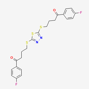 molecular formula C22H20F2N2O2S3 B5121532 4,4'-[1,3,4-thiadiazole-2,5-diylbis(thio)]bis[1-(4-fluorophenyl)-1-butanone] 