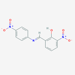 molecular formula C13H9N3O5 B512157 2-Nitro-6-[({4-nitrophenyl}imino)methyl]phenol 