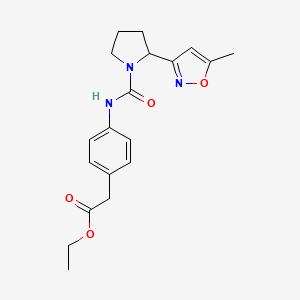 molecular formula C19H23N3O4 B5121598 ethyl [4-({[2-(5-methyl-3-isoxazolyl)-1-pyrrolidinyl]carbonyl}amino)phenyl]acetate 