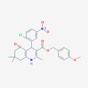 4-methoxybenzyl 4-(2-chloro-5-nitrophenyl)-2,7,7-trimethyl-5-oxo-1,4,5,6,7,8-hexahydro-3-quinolinecarboxylate