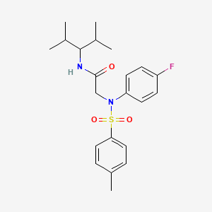 molecular formula C22H29FN2O3S B5121711 N~2~-(4-fluorophenyl)-N~1~-(1-isopropyl-2-methylpropyl)-N~2~-[(4-methylphenyl)sulfonyl]glycinamide 
