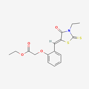 molecular formula C16H17NO4S2 B5121730 ethyl {2-[(3-ethyl-4-oxo-2-thioxo-1,3-thiazolidin-5-ylidene)methyl]phenoxy}acetate 
