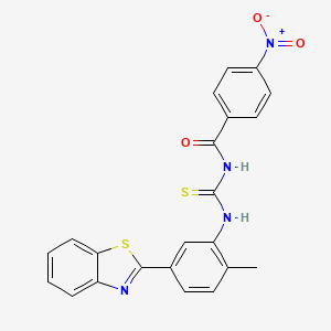 molecular formula C22H16N4O3S2 B5121771 N-({[5-(1,3-benzothiazol-2-yl)-2-methylphenyl]amino}carbonothioyl)-4-nitrobenzamide 