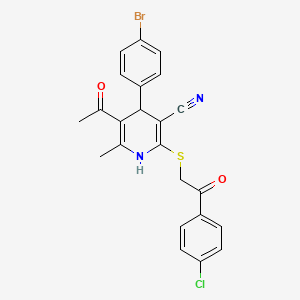 5-acetyl-4-(4-bromophenyl)-2-{[2-(4-chlorophenyl)-2-oxoethyl]thio}-6-methyl-1,4-dihydro-3-pyridinecarbonitrile