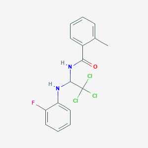 molecular formula C16H14Cl3FN2O B5121789 2-methyl-N-{2,2,2-trichloro-1-[(2-fluorophenyl)amino]ethyl}benzamide 