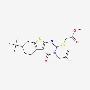 molecular formula C21H28N2O3S2 B5121796 methyl {[7-tert-butyl-3-(2-methyl-2-propen-1-yl)-4-oxo-3,4,5,6,7,8-hexahydro[1]benzothieno[2,3-d]pyrimidin-2-yl]thio}acetate 