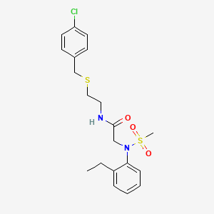 molecular formula C20H25ClN2O3S2 B5121828 N~1~-{2-[(4-chlorobenzyl)thio]ethyl}-N~2~-(2-ethylphenyl)-N~2~-(methylsulfonyl)glycinamide 