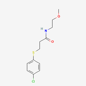 molecular formula C12H16ClNO2S B5121852 3-[(4-chlorophenyl)thio]-N-(2-methoxyethyl)propanamide 