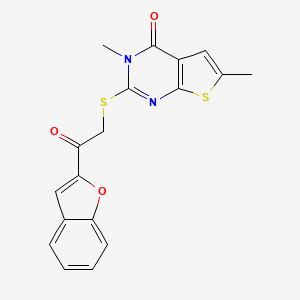 molecular formula C18H14N2O3S2 B5121915 2-{[2-(1-benzofuran-2-yl)-2-oxoethyl]thio}-3,6-dimethylthieno[2,3-d]pyrimidin-4(3H)-one 
