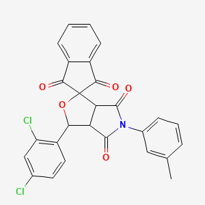 molecular formula C27H17Cl2NO5 B5121918 3-(2,4-dichlorophenyl)-5-(3-methylphenyl)-3a,6a-dihydrospiro[furo[3,4-c]pyrrole-1,2'-indene]-1',3',4,6(3H,5H)-tetrone 