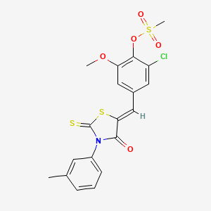 2-chloro-6-methoxy-4-{[3-(3-methylphenyl)-4-oxo-2-thioxo-1,3-thiazolidin-5-ylidene]methyl}phenyl methanesulfonate