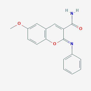 molecular formula C17H14N2O3 B512197 6-methoxy-2-(phenylimino)-2H-chromene-3-carboxamide CAS No. 161554-58-1