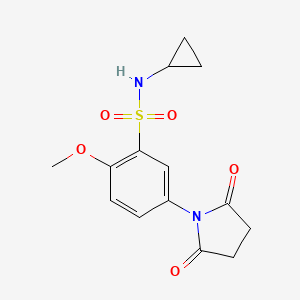 molecular formula C14H16N2O5S B5121971 N-cyclopropyl-5-(2,5-dioxo-1-pyrrolidinyl)-2-methoxybenzenesulfonamide 