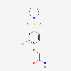 molecular formula C12H15ClN2O4S B5121988 2-[2-chloro-4-(1-pyrrolidinylsulfonyl)phenoxy]acetamide 