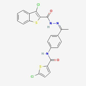 molecular formula C22H15Cl2N3O2S2 B5122029 5-chloro-N-(4-{N-[(3-chloro-1-benzothien-2-yl)carbonyl]ethanehydrazonoyl}phenyl)-2-thiophenecarboxamide 