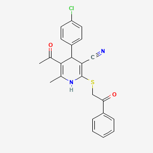 5-acetyl-4-(4-chlorophenyl)-6-methyl-2-[(2-oxo-2-phenylethyl)thio]-1,4-dihydro-3-pyridinecarbonitrile