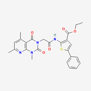 molecular formula C25H24N4O5S B5122155 ethyl 5-phenyl-2-{[(1,5,7-trimethyl-2,4-dioxo-1,4-dihydropyrido[2,3-d]pyrimidin-3(2H)-yl)acetyl]amino}-3-thiophenecarboxylate 