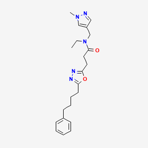 N-ethyl-N-[(1-methyl-1H-pyrazol-4-yl)methyl]-3-[5-(4-phenylbutyl)-1,3,4-oxadiazol-2-yl]propanamide