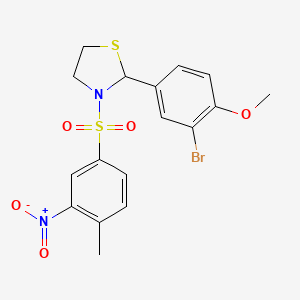 molecular formula C17H17BrN2O5S2 B5122192 2-(3-bromo-4-methoxyphenyl)-3-[(4-methyl-3-nitrophenyl)sulfonyl]-1,3-thiazolidine 
