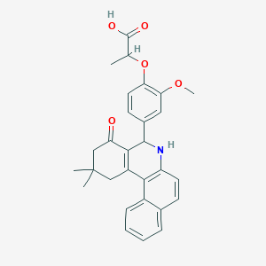 molecular formula C29H29NO5 B5122211 2-[4-(2,2-dimethyl-4-oxo-1,2,3,4,5,6-hexahydrobenzo[a]phenanthridin-5-yl)-2-methoxyphenoxy]propanoic acid 