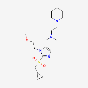 molecular formula C19H34N4O3S B5122217 N-{[2-[(cyclopropylmethyl)sulfonyl]-1-(2-methoxyethyl)-1H-imidazol-5-yl]methyl}-N-methyl-2-(1-piperidinyl)ethanamine 