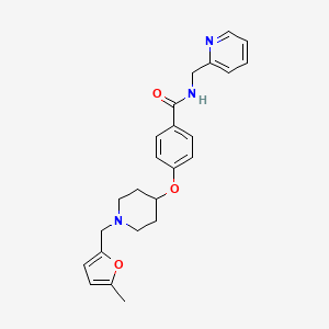 molecular formula C24H27N3O3 B5122222 4-({1-[(5-methyl-2-furyl)methyl]-4-piperidinyl}oxy)-N-(2-pyridinylmethyl)benzamide 