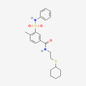 molecular formula C22H28N2O3S2 B5122312 3-(anilinosulfonyl)-N-[2-(cyclohexylthio)ethyl]-4-methylbenzamide 