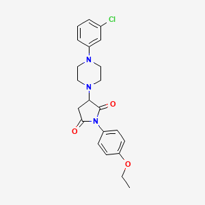 molecular formula C22H24ClN3O3 B5122331 3-[4-(3-chlorophenyl)-1-piperazinyl]-1-(4-ethoxyphenyl)-2,5-pyrrolidinedione 