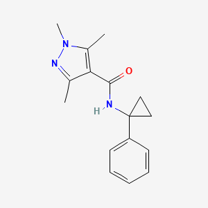 molecular formula C16H19N3O B5122396 1,3,5-trimethyl-N-(1-phenylcyclopropyl)-1H-pyrazole-4-carboxamide 