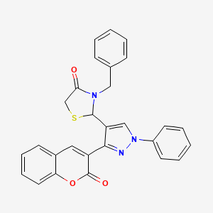 molecular formula C28H21N3O3S B5122444 3-benzyl-2-[3-(2-oxo-2H-chromen-3-yl)-1-phenyl-1H-pyrazol-4-yl]-1,3-thiazolidin-4-one 