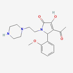 molecular formula C19H25N3O4 B5122459 4-acetyl-3-hydroxy-5-(2-methoxyphenyl)-1-[2-(1-piperazinyl)ethyl]-1,5-dihydro-2H-pyrrol-2-one 