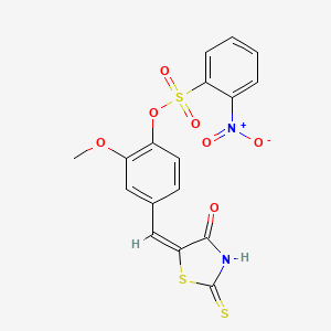 2-methoxy-4-[(4-oxo-2-thioxo-1,3-thiazolidin-5-ylidene)methyl]phenyl 2-nitrobenzenesulfonate