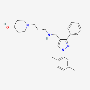 molecular formula C26H34N4O B5122501 1-[3-({[1-(2,5-dimethylphenyl)-3-phenyl-1H-pyrazol-4-yl]methyl}amino)propyl]-4-piperidinol 