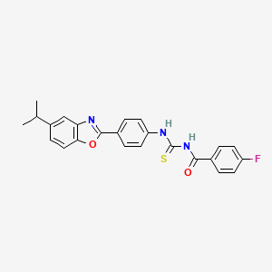 molecular formula C24H20FN3O2S B5122648 4-fluoro-N-({[4-(5-isopropyl-1,3-benzoxazol-2-yl)phenyl]amino}carbonothioyl)benzamide 
