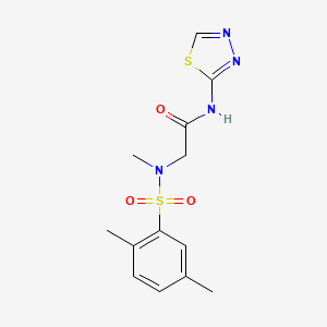 molecular formula C13H16N4O3S2 B5122691 N~2~-[(2,5-dimethylphenyl)sulfonyl]-N~2~-methyl-N~1~-1,3,4-thiadiazol-2-ylglycinamide 